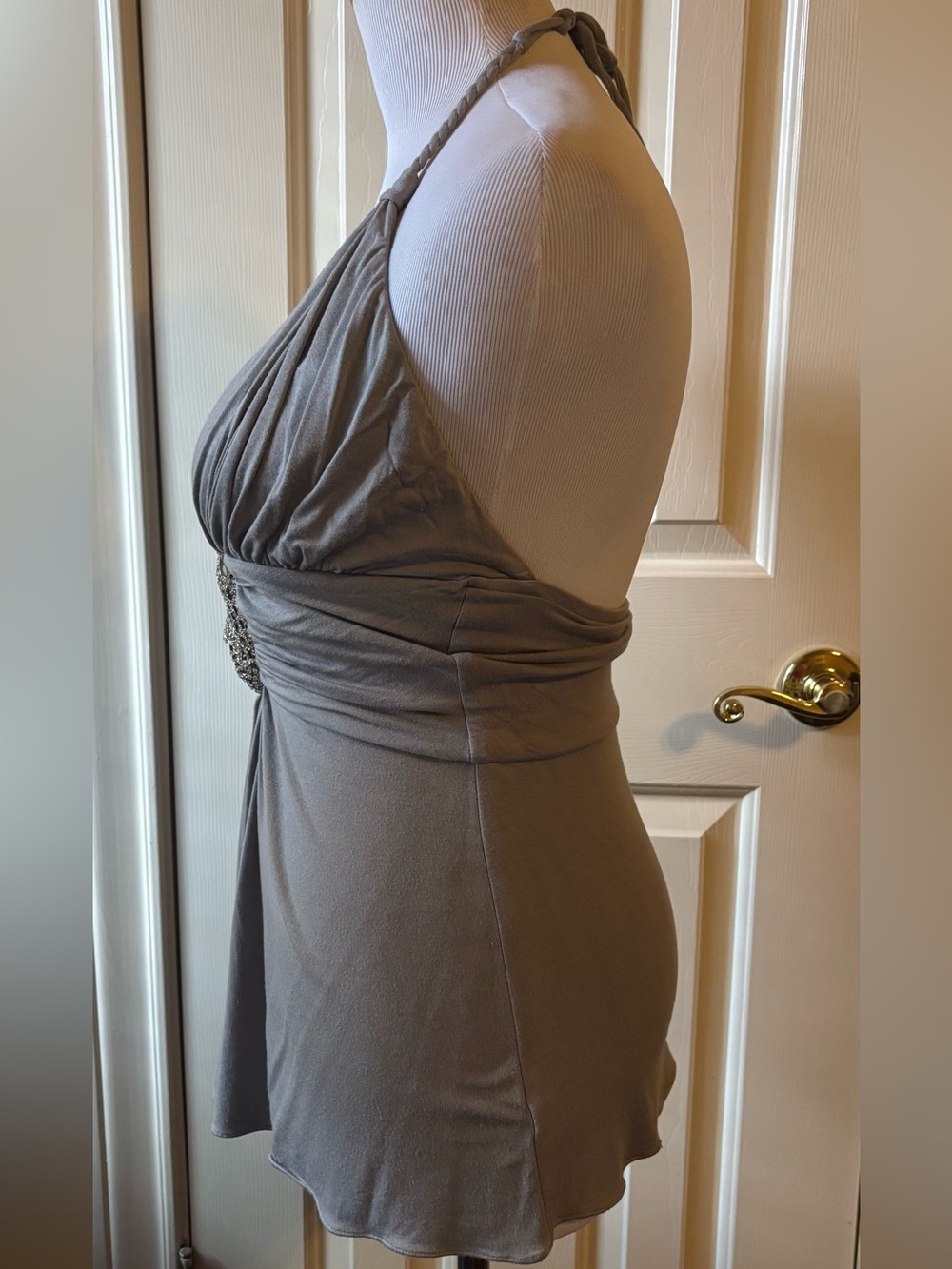 Sky Halter Top with Jeweled Leopard Accent size Medium - Picture 2 of 7